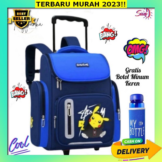 Tas Troli Anak Sekolah Laki Laki Robot Sd Lampu Nyala Led Gratis Rain Cover Tas/Tas Sekolah Anak Lak