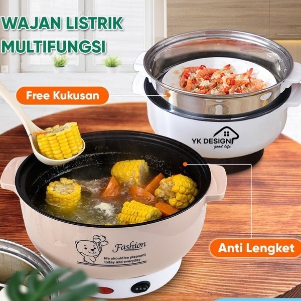 Terlaris Panci Listrik Serbaguna Kapasitas Besar Multifungsi Free Kukusan 22Cm