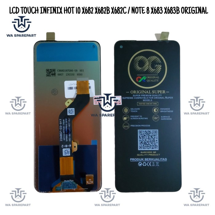 LAYAR LCD TOUCH INFINIX HOT 10 X682 X682B X682C / NOTE 8 X683 X683B OG - BIG GLASS ORI