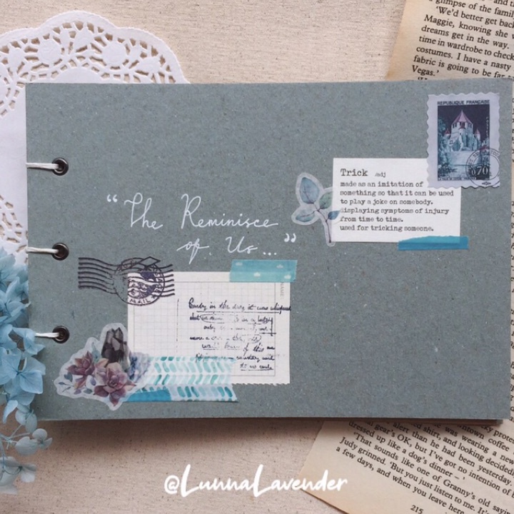 

Proses sekarang Blue Scrapbook Custom Album Foto Vintage Unik Lucu Murah DIY Bujo Journal Notebook