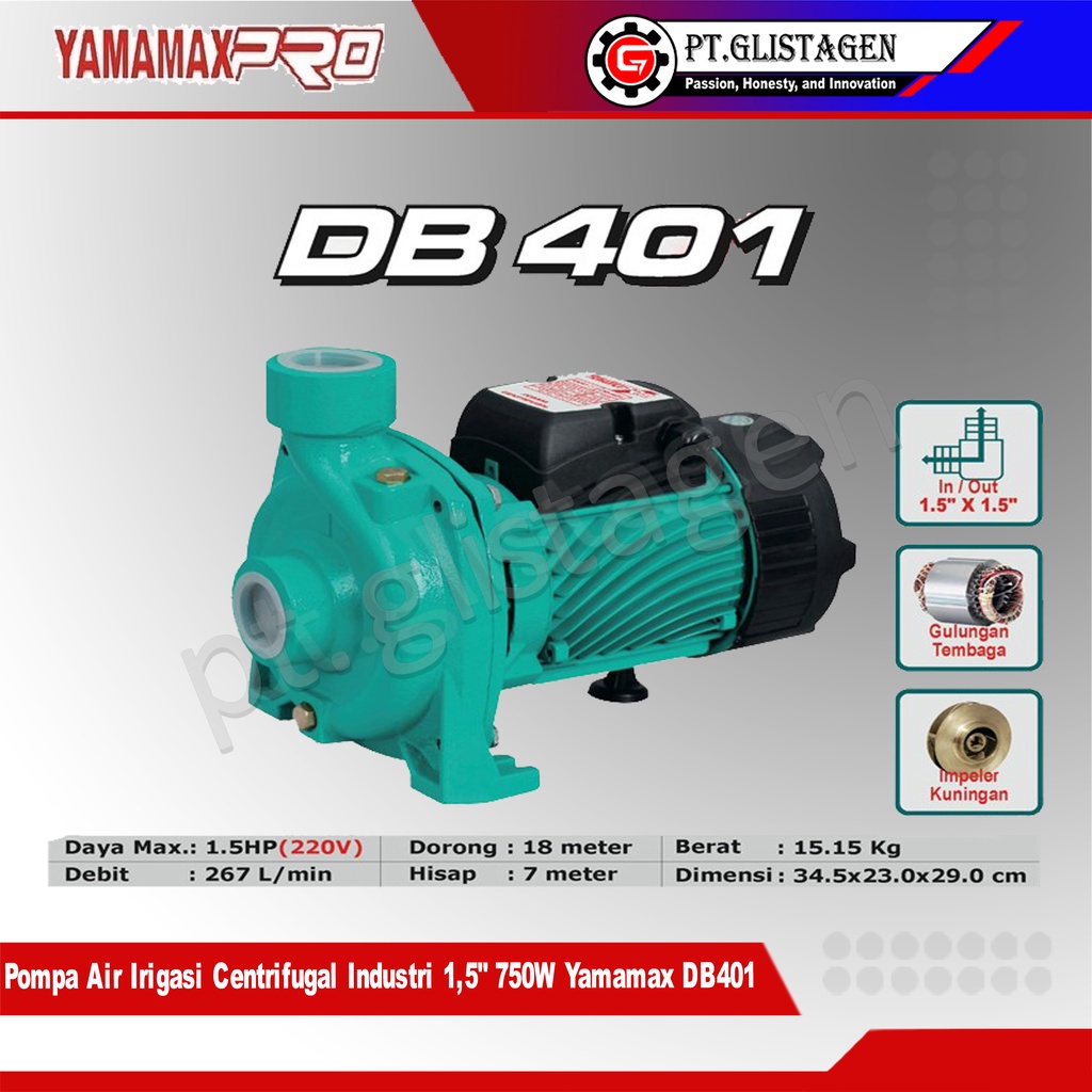 YAMAMAX DB401 Pompa Air Irigasi Centrifugal Industri 1,5&quot; 750W