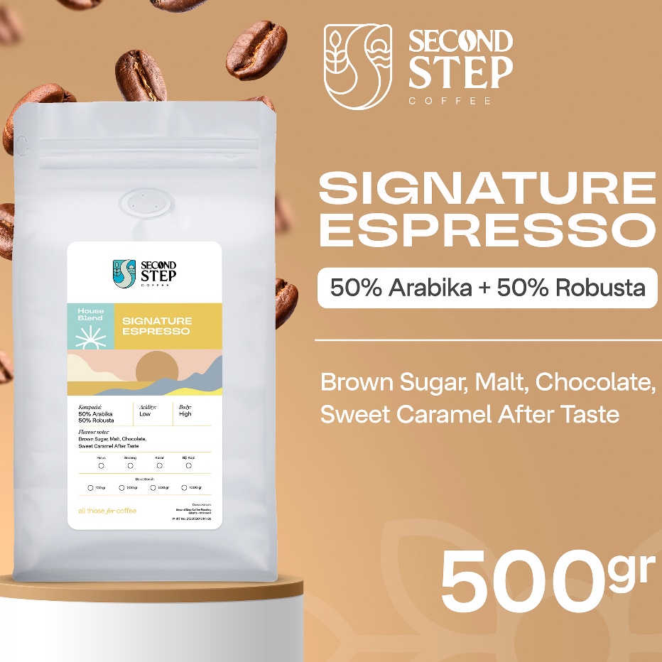 

➹→❆❂ Kopi Espresso Blend Signature Coffee Roast Beans 500gr Coffe Biji Bubuk Terlaris