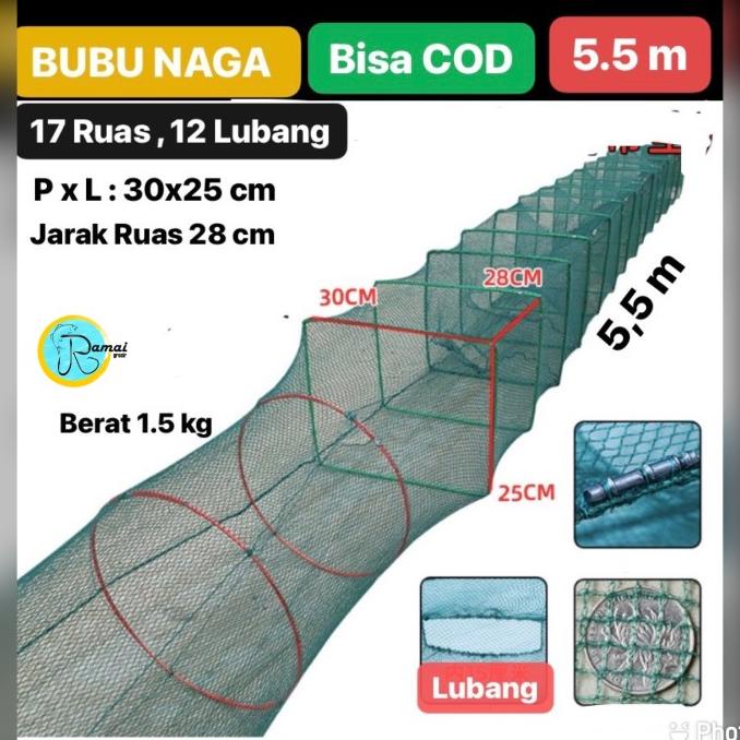 JALA BUBU NAGA 5.5M PERANGKAP IKAN LOBSTER PERSEGI