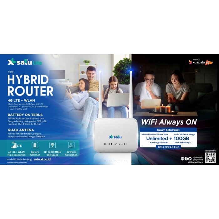 Xl Satu Home Hybrid Em Wifi Router Bonus Kuota Unlited