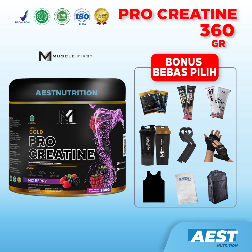 Muscle First Pro Gold Creatine 360 gram Pembentuk Otot Creatine Monohydrate