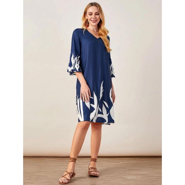 MDLV ~ 5049# Flare Sleeve Dress