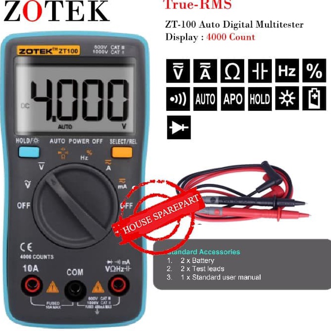 TERBAIK AVOMETER DIGITAL ZOTEK ZT100 / MULTITESTER DIGITAL ZOTEK ZT 100 MINI