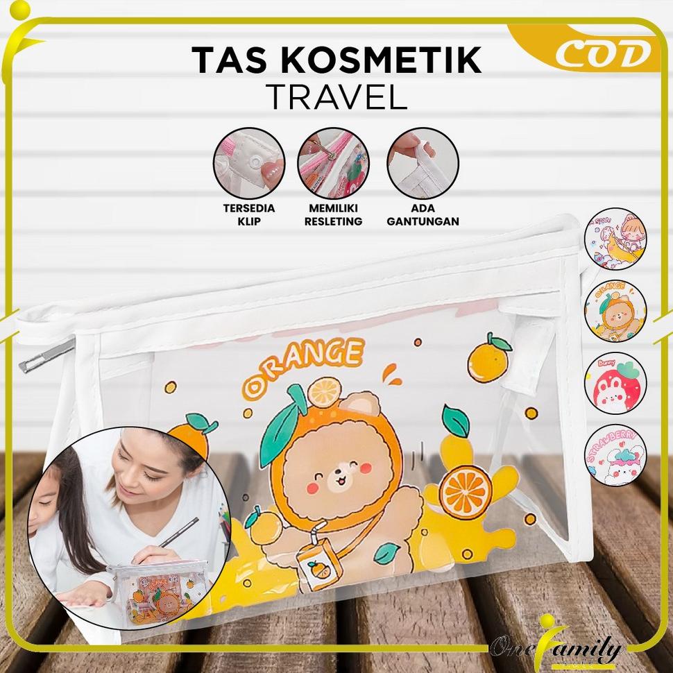 

ONE-A60 Tempat Pensil Transparan Motif Kartun Tas Pouch Kosmetik / Tas Kosmetik Travel Multifungsi Ala Korea Pouch Serbaguna