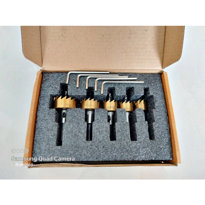 mata bor set 5pcs holesaw metal kayu PVC hole saw set - mata bor besi