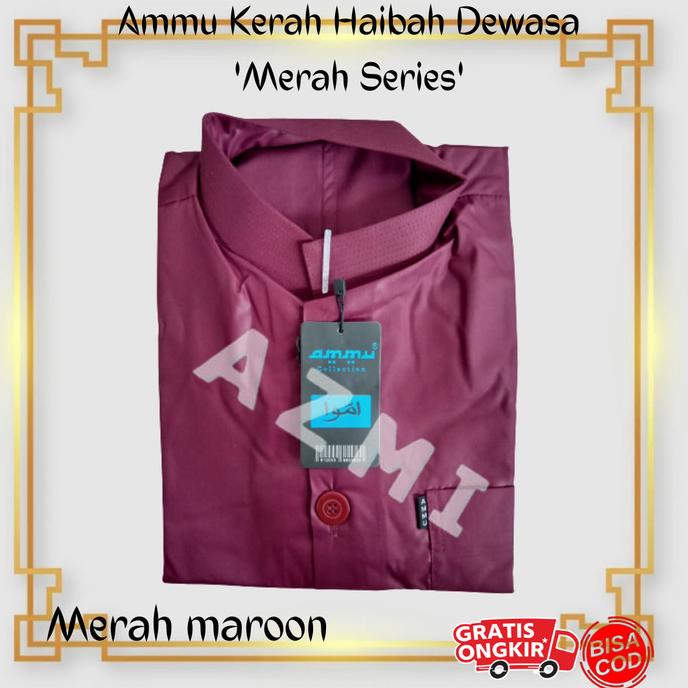 Baju Koko Ammu Dewasa Merah Maroon Marun Original