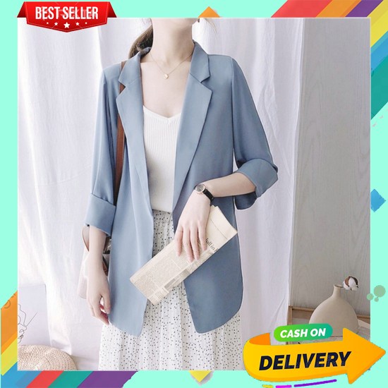 Blazer Wanita Panjang Korea Style Kekinian Blazer Stradi D9L9 Blazer Wanita Plain Coat Blazer Prince