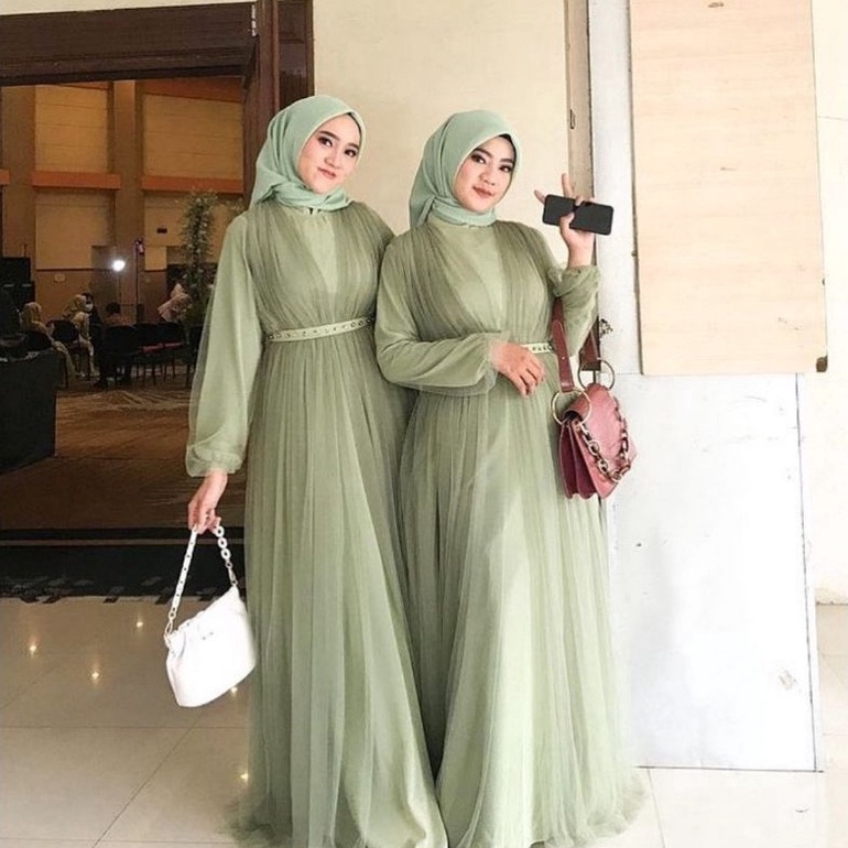 Murah Lebaran Bridesmaid Dress Kondangan Muslim / Sage Green Mauve Taro Nude Milo Silver Maroon Lave