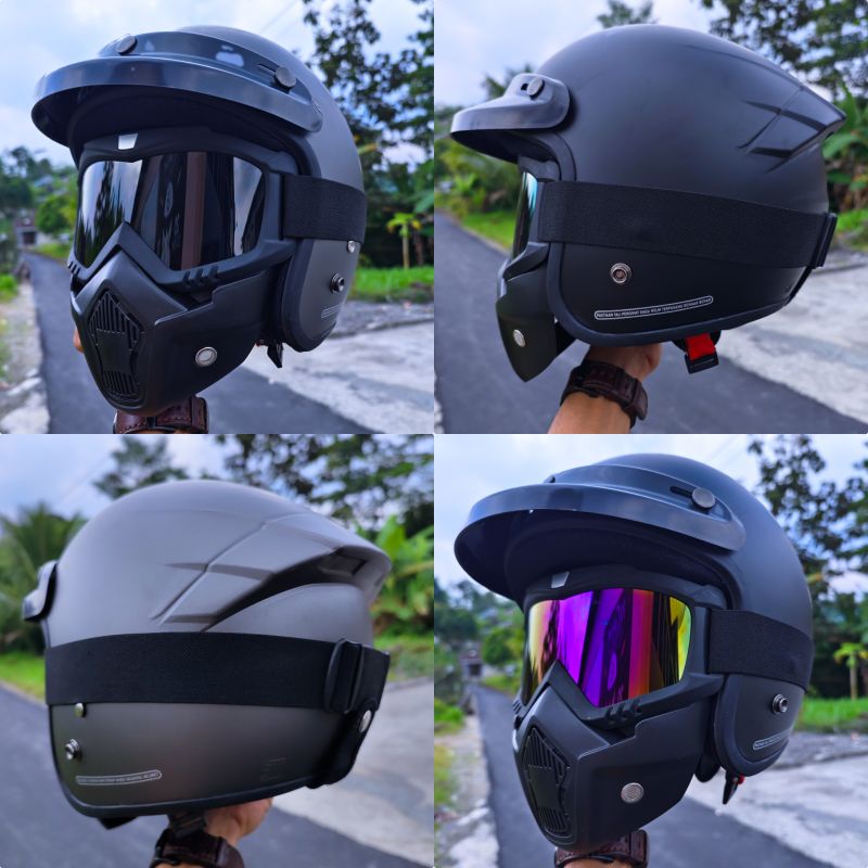 HELM BOGO KAIROS GOGLE MASK+TOPI PAKET GANTENG