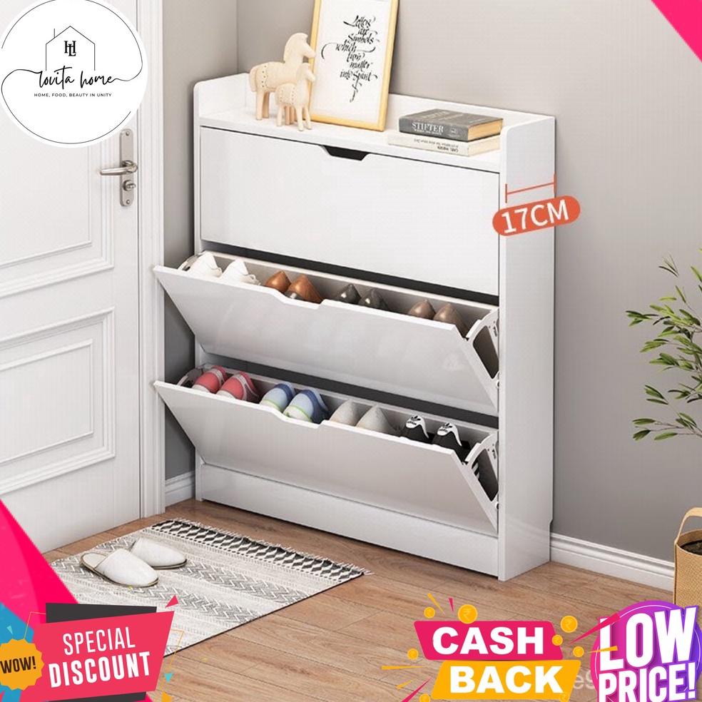 TERPERCAYA Rak Sepatu Kayu Minimalis / Rak Serbaguna Rak Lemari Sepatu Minimalis Kayu Susun Penyimpa