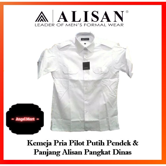 Terlaris Kemeja Pria Pilot Putih Pendek Alisan Pangkat Dinas