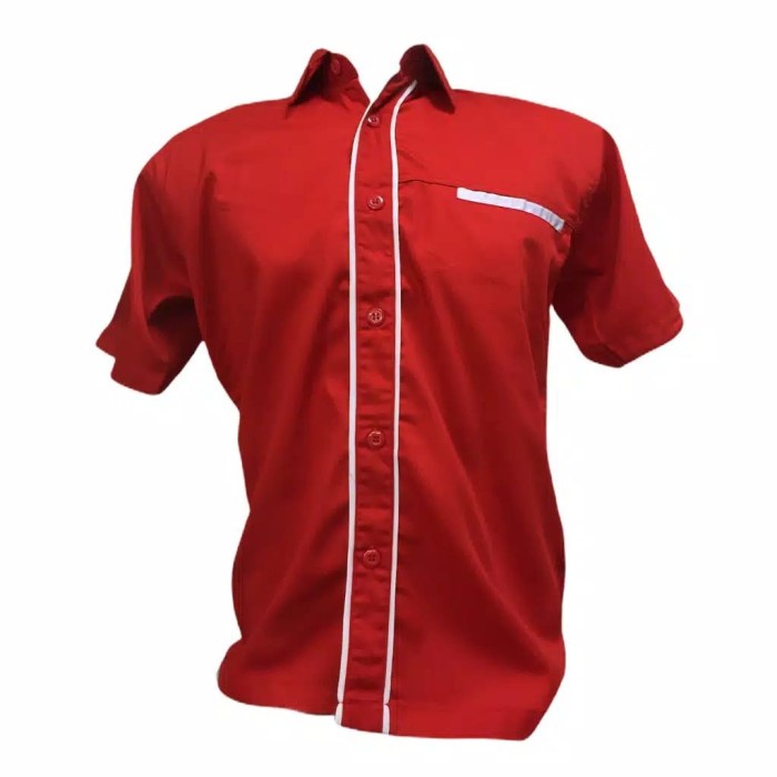 Kemeja Kerja Pdl Lengan Pendek Pria Wanita /Hitam List Kuning