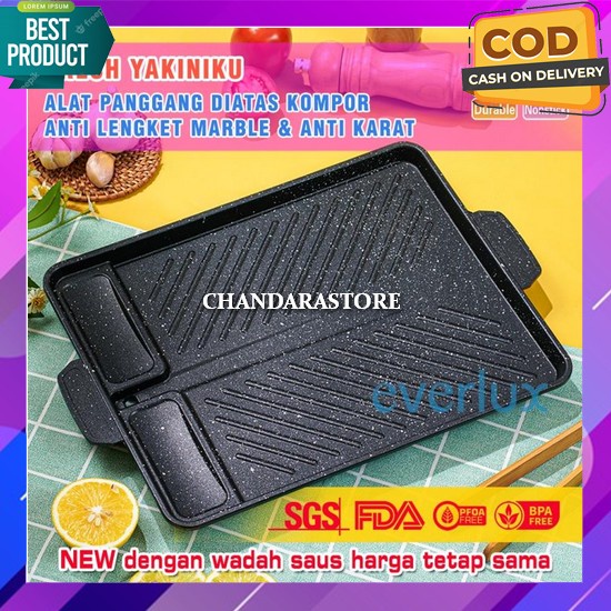 Panggangan Square Grill Pan 24 Cm Wajan Lipat Serbaguna Teflon Steak N3G7 Enamel Terbaru 2023 Portab