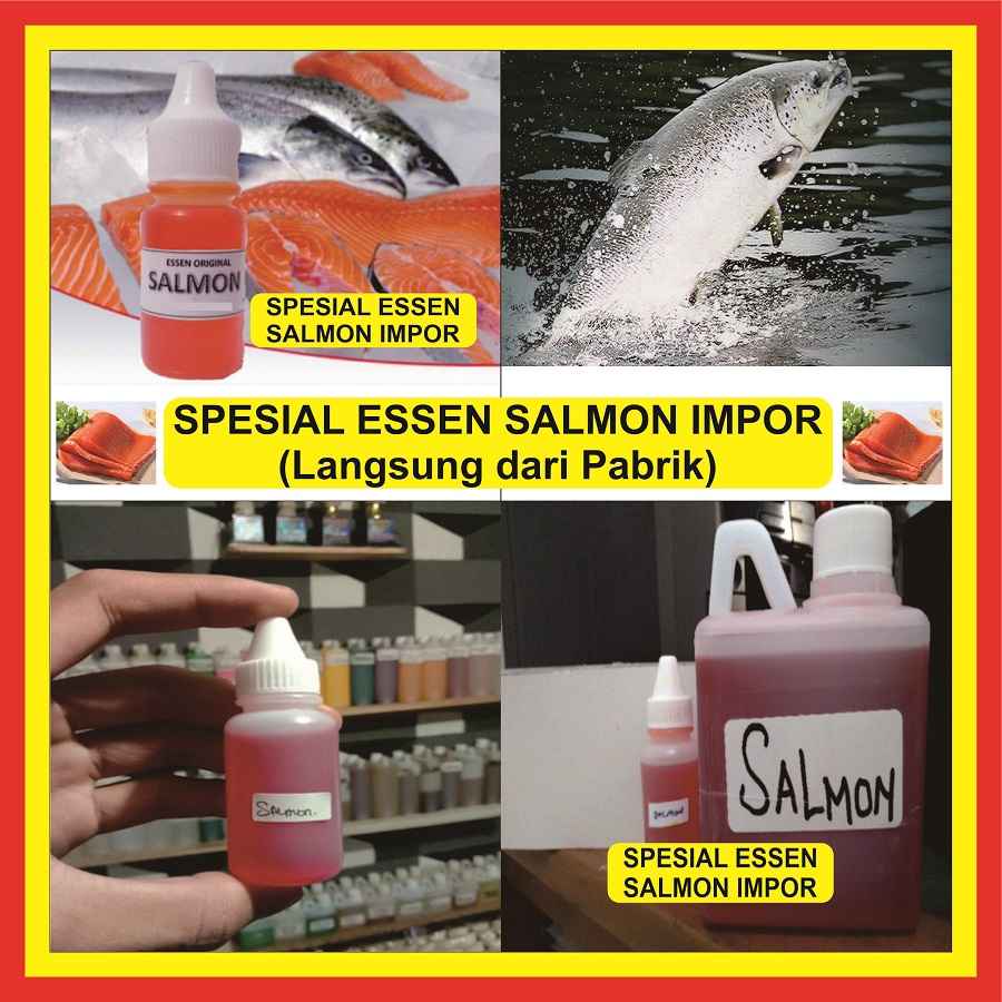 Essen Salmon Impor Spesial 35 – 100 ML Esen Minyak Racikan Umpan Ikan Mas dan Lele dan Lainnya Bahan Ekstrak Biang Juara Fishing Aroma Amis Gurih Mantap Terlaris Terbaik Oplosan