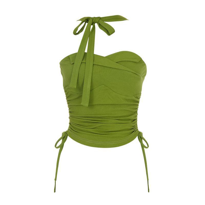 [✅BISA COD] #Sisjuly# Setelan Wanita/Rok Denim + Atasan Pendek Wanita Bertali Halter