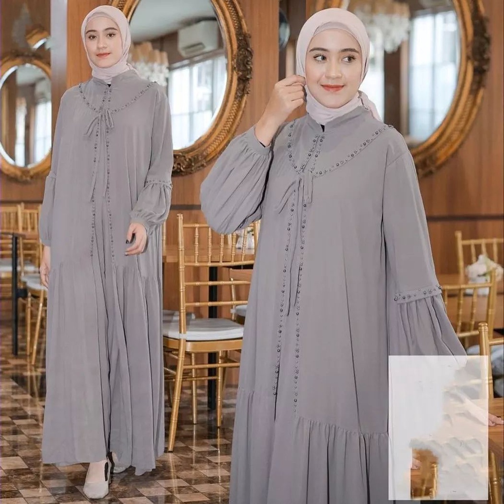 Velia maxy dress kondangan mewah aplikasi mutiara payet Gaun sultan muslimah terbaru 2023