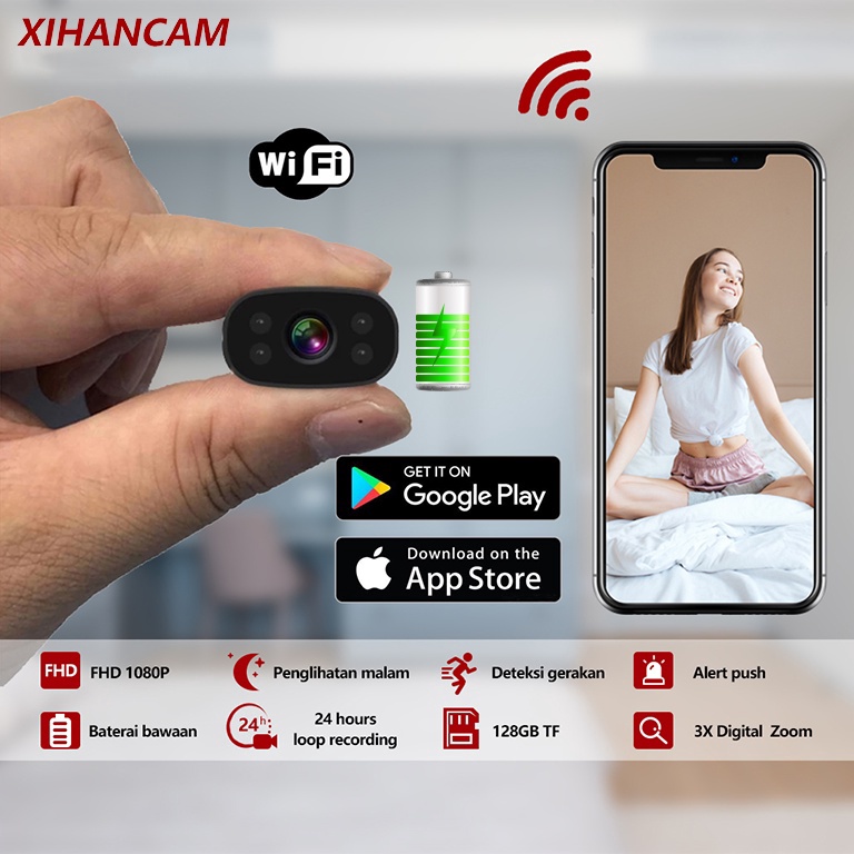 Rekomendasi XIHANCAM Spy Camera Mini Wifi Baterai Internal FHD 2MP Kamera Cctv Mini Tersembunyi Tanp