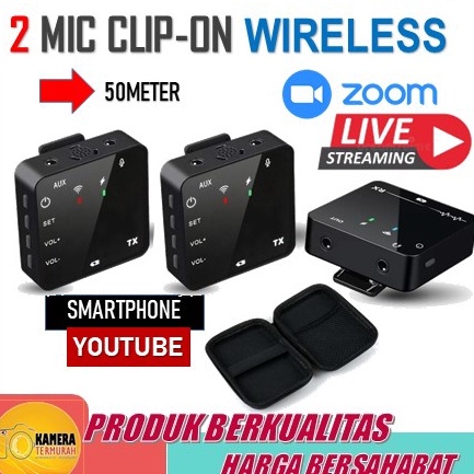BestSeller  Microphone Mic clip on wireless untuk HP DSLR Zoom Webinar Vlog Live