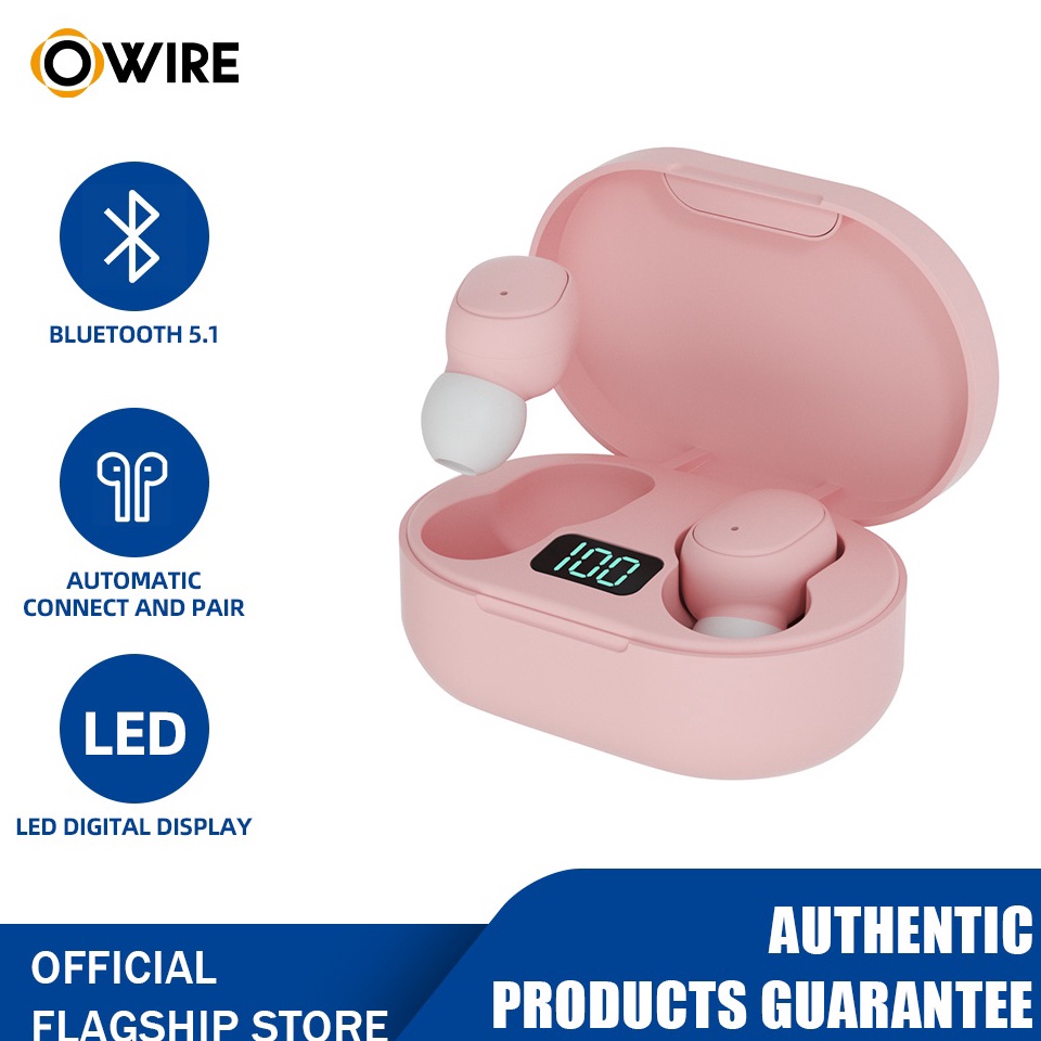 READY OWIRE TWS Earbuds E6S Wireless Bluetooth Headset Wireless Bluetooth V5.1 HIFI Earphones LED Di