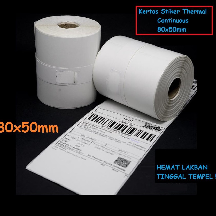 

[PRODUK RRQGZ47] Mocute - Kertas Stiker Label Printer Thermal 80x50mm Continuous 80 x 15 Meter →#Sale