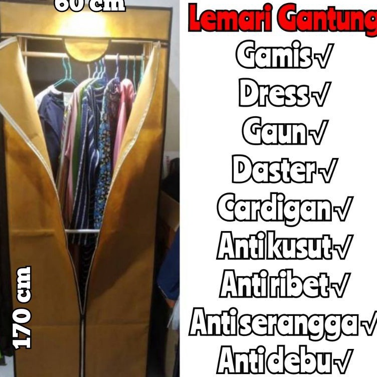 (ESK] Lemari Gantung Pakaian Baju Gamis Long Dress Tinggi Portable terviiral