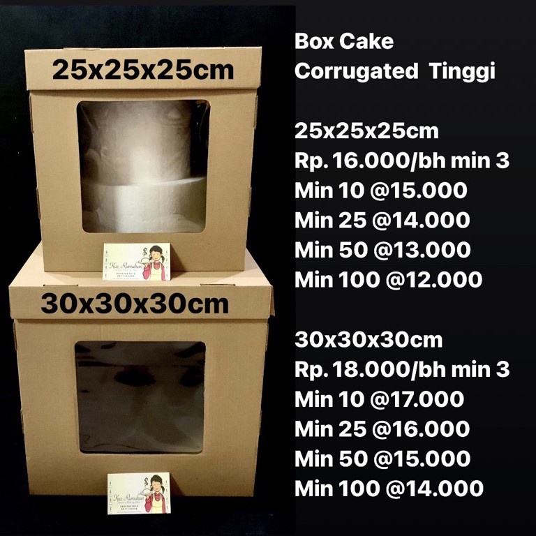 

84 Box Cake Corrugated Tinggi 25x25x25cm Min 3 bh Ready ╭(
