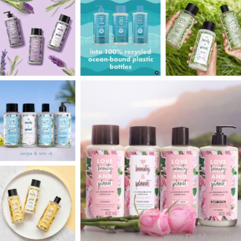 Cuci Gudang LOVE BEAUTY AND PLANET 400 ml shampoo conditioner body wash lotion rice oil and angelica