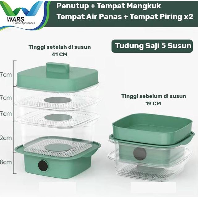 Tudung Saji Susun Modern Dengan Termometer - Putih, 5 Susun