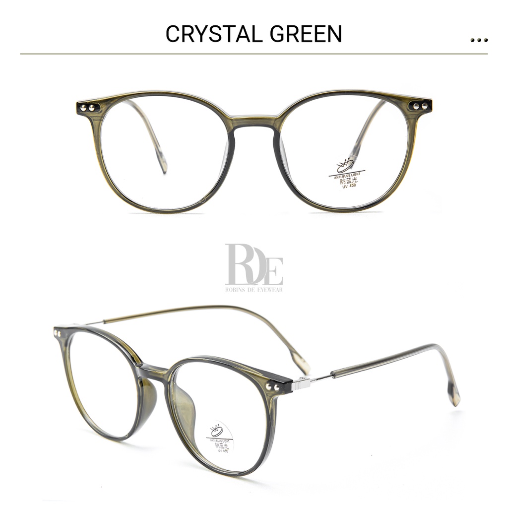 Robins kacamata Lentur Anti Radiasi Komputer Frame Kacamata Minus Blueray Photocromic Bluecromic Fashion Terbaru Pria Wanita 83079-Crystal Green