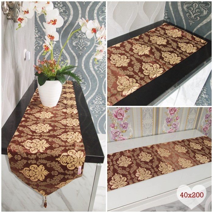 Taplak Meja Makan Minimalis Modern /Taplak Meja Panjang Klasik Coklat