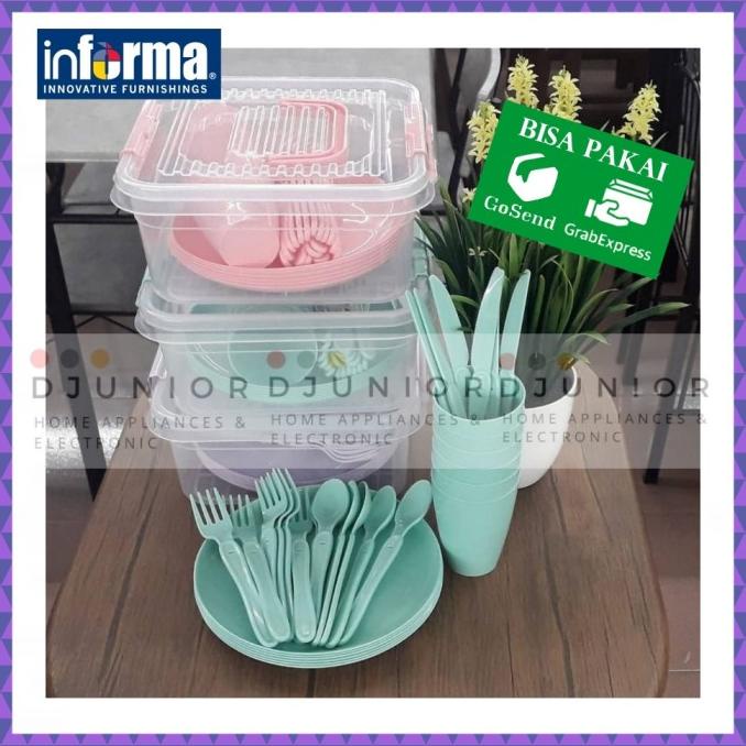 INFORMA - PIKNIK SET PERALATAN MAKAN / PIRING SET PLASTIK TEMPAT MAKAN