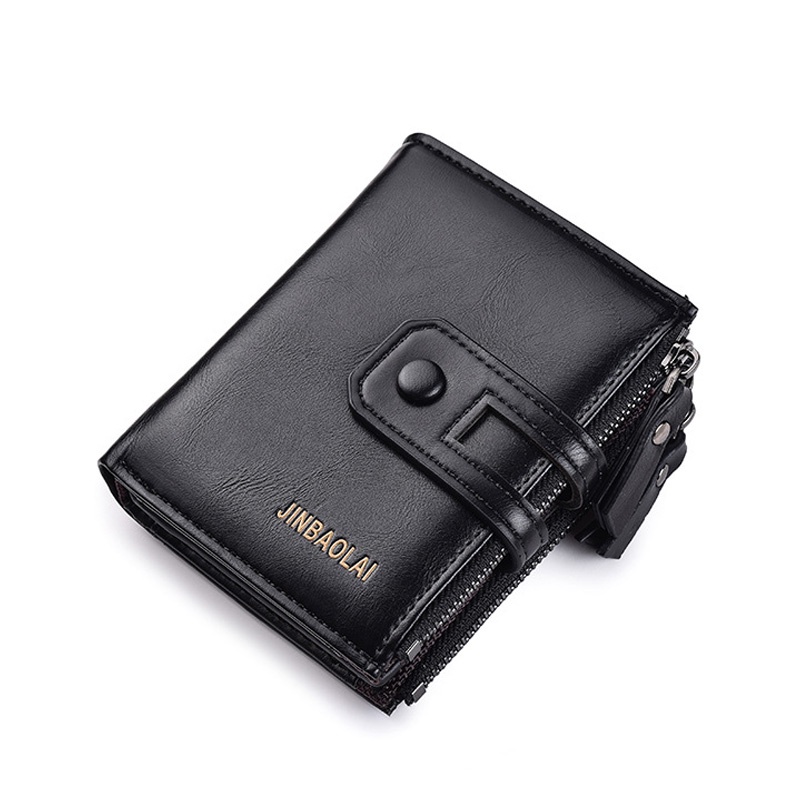 Holiven Buckle Retro Men's Wallet Dompet Lipat Pria Dompet Kartu Pria