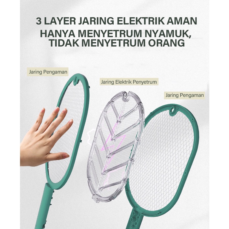 Holiven Raket Nyamuk Elektrik Lampu Anti Nyamuk Pengisian USB 2-in-1