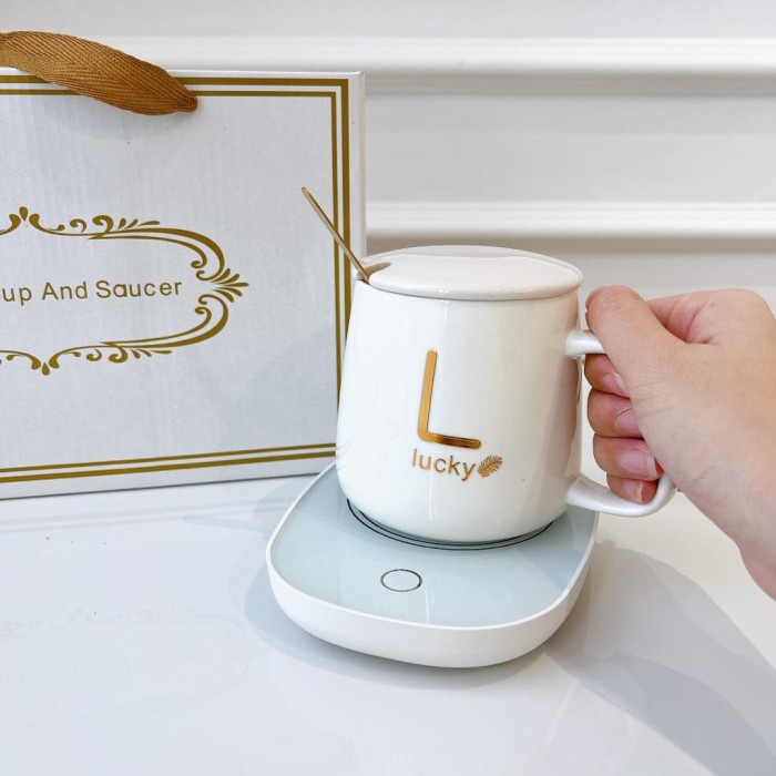 Lucky Ceramic Mug Warmer / Set Gelas Minum Heater Penghangat Cangkir M