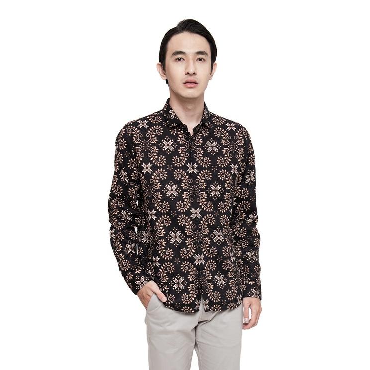New Manzone Kemeja  Lengan Panjang Kresna 4 - Black