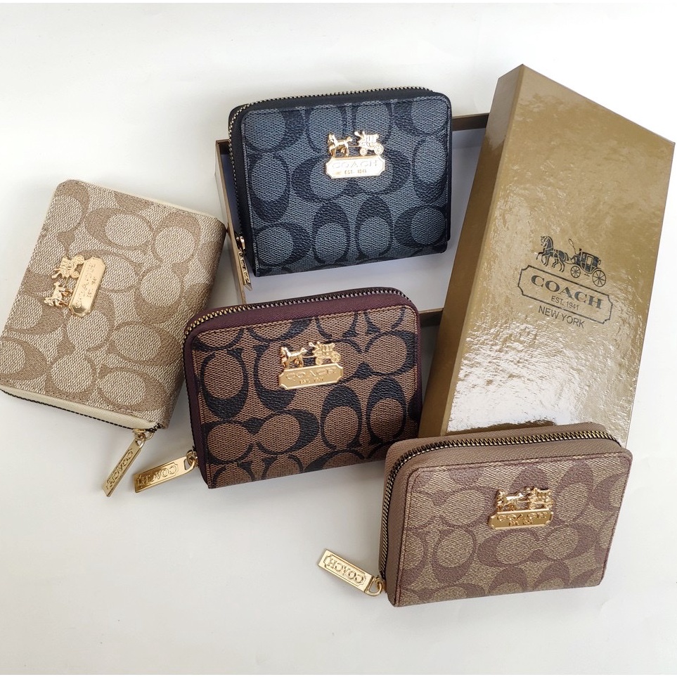 [L✓Z3.♫) Dompet kartu Coach REFI import super koin uang wallet dompet kecil wanita coin card holder 