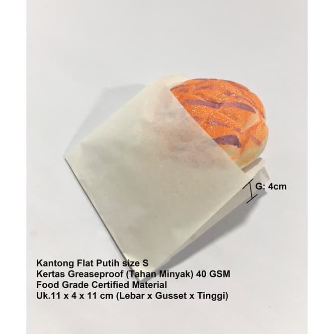 

Termurah Kantong Flat Kantong Kertas Putih 11X4X11 (S) Anti Minyak Greaseproof
