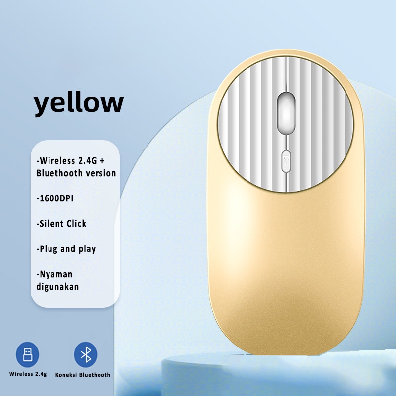 Mouse Bluetooth Rechargeable Wireless Two-Tone Mouse Ultra-thin 1600 DPI Silent Click