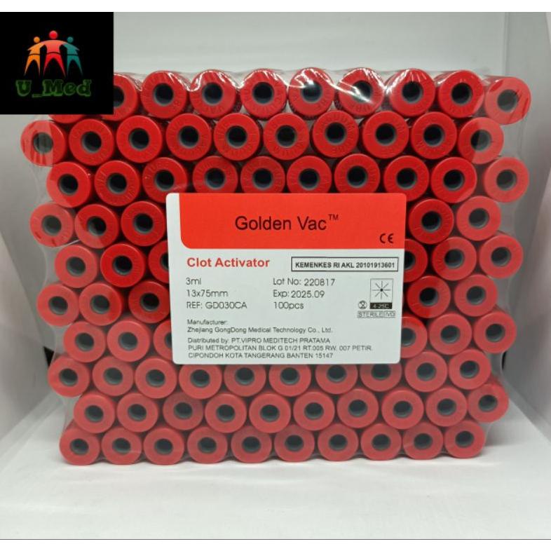 6.6 Tabung Clot Activator Golden Vac