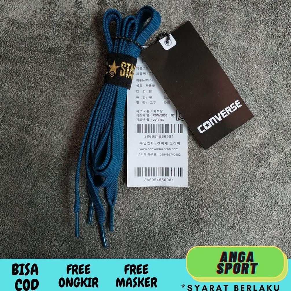 Terbaru Tali Sepatu Converse Flat Pipih Original / Tali Sepatu Shoelaces Panjang 110-120 Cm Biru07