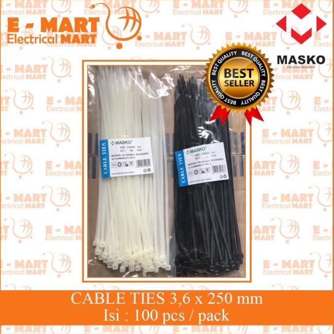 

%$%$%$%$] KABEL TIES / Tali Tis 25CM Sabuk Kabel 250 x 3.6MM isi 100 Putih Hitam