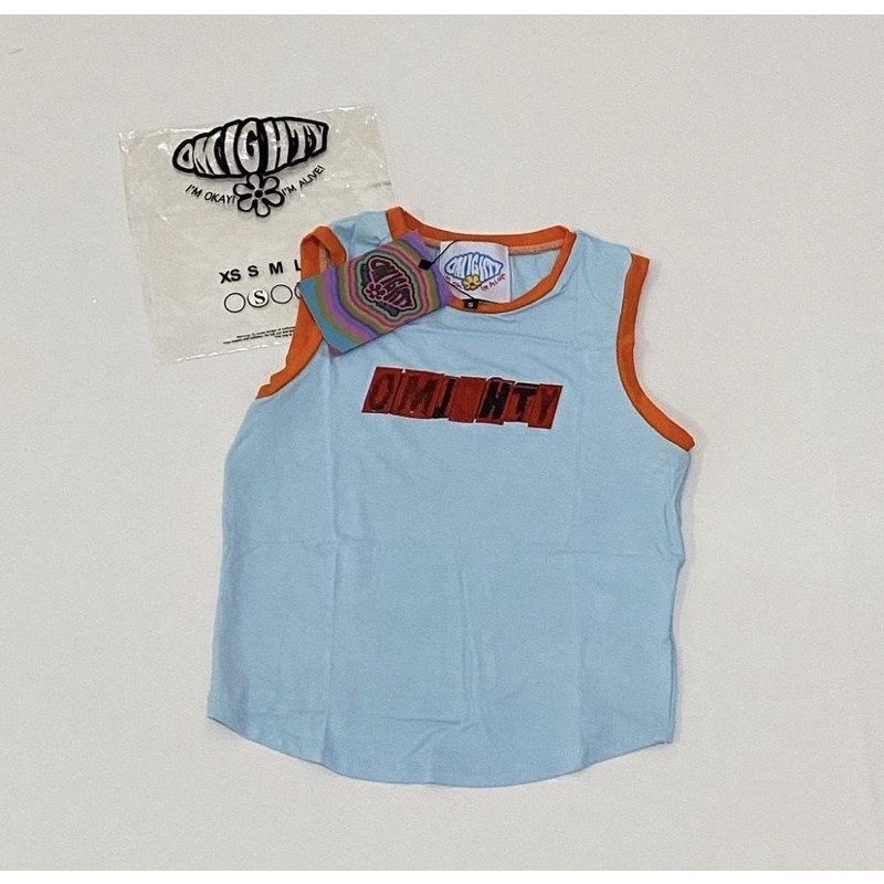omighty logo baby tank