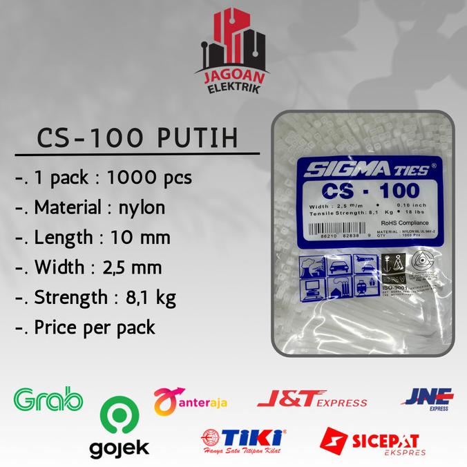 

@=@=@=@=] Kabel Tis / Cable Ties CS-100 Putih Isi 1000 pcs SIGMA ORIGINAL