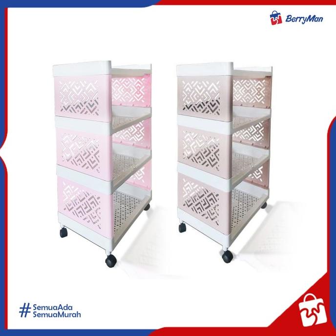 Rak Plastik 4 Susun Dengan Roda - Rak Serbaguna Kimplast Rak Portable