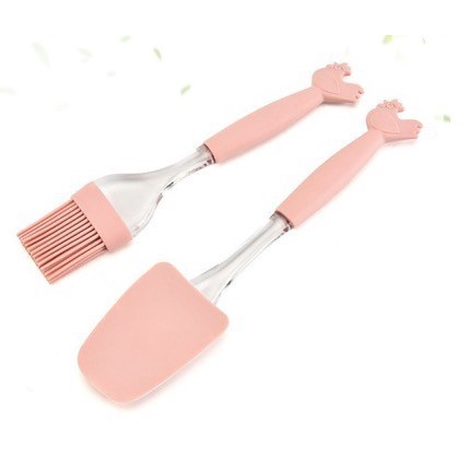 

Sweet Pink Baking Set - Spatula & Pastry Brush Silicone - Chicken