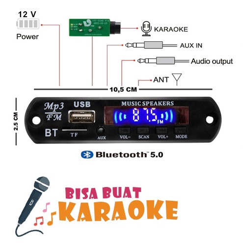 [Art. O52H] Modul Mp3 Bluetooth Bisa KARAOKE 12V